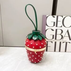 Strawberry Pearl Accent Crossbody Bag - Red & Green